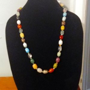 28 inch multi-colored all natural stone necklace.